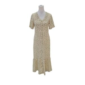 NEW Roolee Womens Button Down Polka Dot Print Gathered Hem‎ Maxi Dress